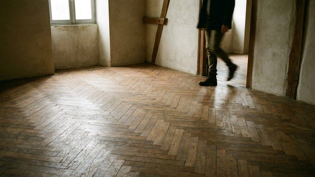 Parquet massif posé en chevrons